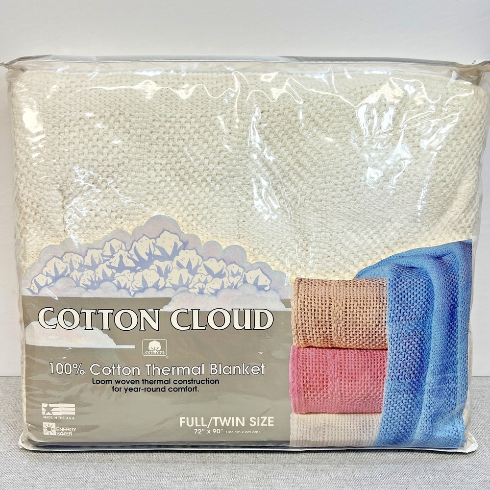 Vtg Owen 100% Cotton Cloud Woven Bedspread Thermal Blanket Twin Ivory Textured